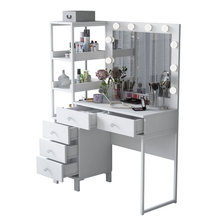 Hanah Home Mesa de Maquillaje Blanca con 10 Focos Hanah Home Mesa de Maquillaje Blanca con 10 Focos